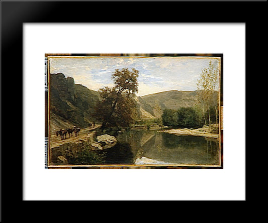 The Boards Of Cousin Near Avallon 20x24 Black Modern Wood Framed Art Print Poster by Daubigny, Charles Francois