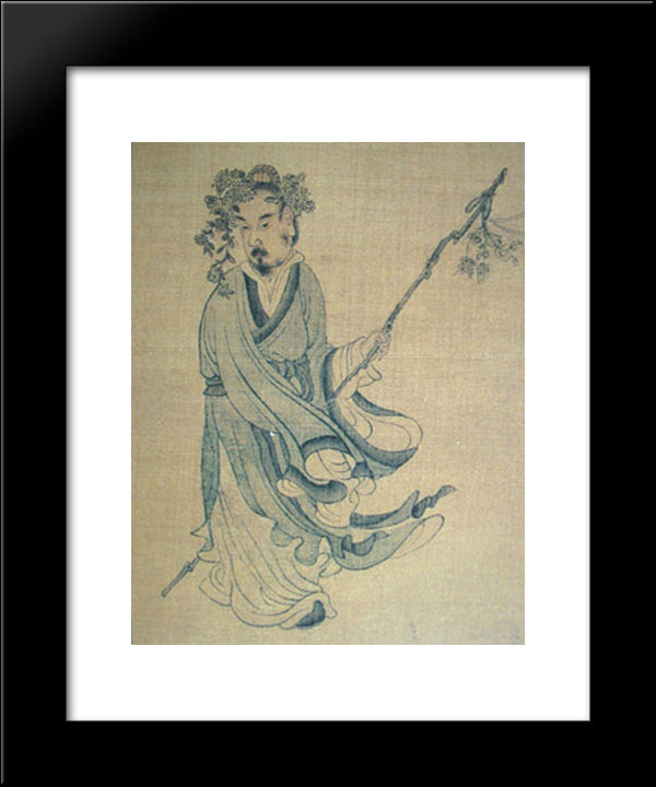 Portrait Of T'Ao Ch'Ien 20x24 Black Modern Wood Framed Art Print Poster by Hongshou, Chen