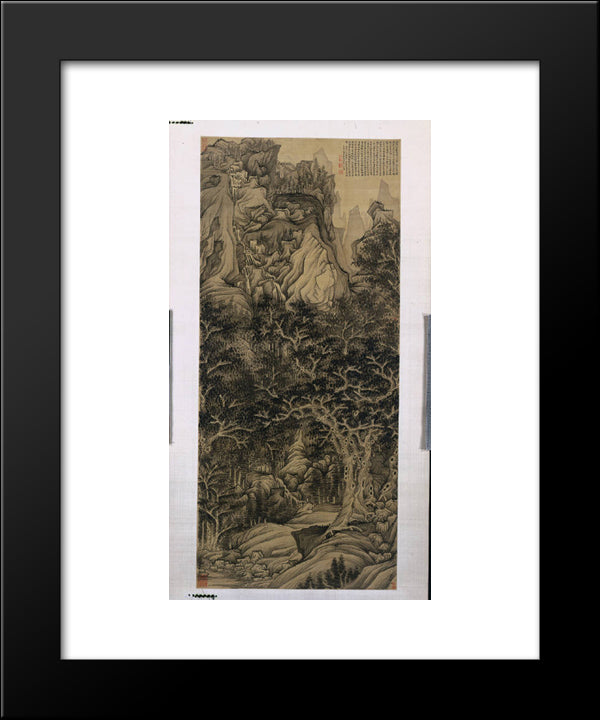The Mountain Of The Five Cataracts 20x24 Black Modern Wood Framed Art Print Poster by Hongshou, Chen