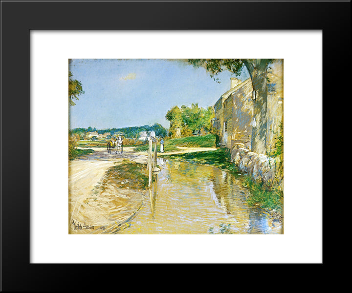 A Country Road 20x24 Black Modern Wood Framed Art Print Poster by Hassam, Childe