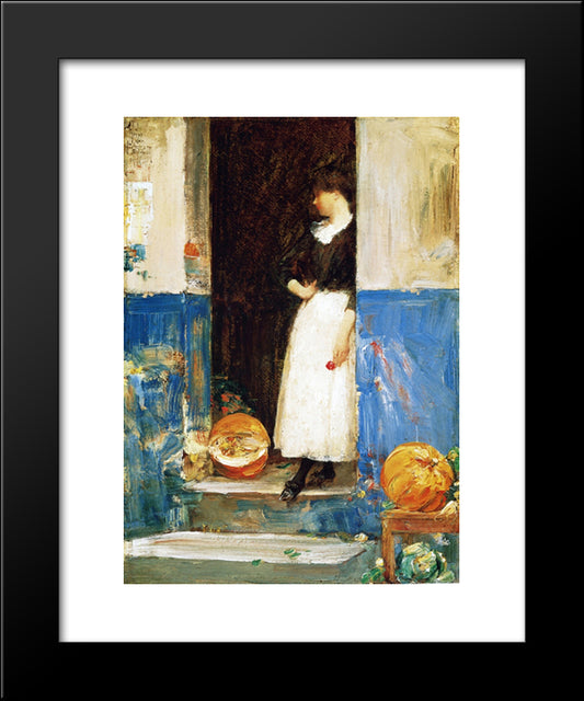 A Fruit Store 20x24 Black Modern Wood Framed Art Print Poster by Hassam, Childe