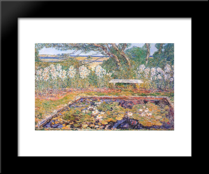 A Long Island Garden 20x24 Black Modern Wood Framed Art Print Poster by Hassam, Childe