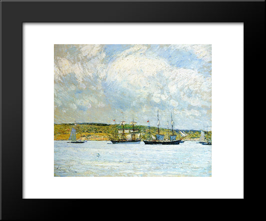 A Parade Of Boats 20x24 Black Modern Wood Framed Art Print Poster by Hassam, Childe