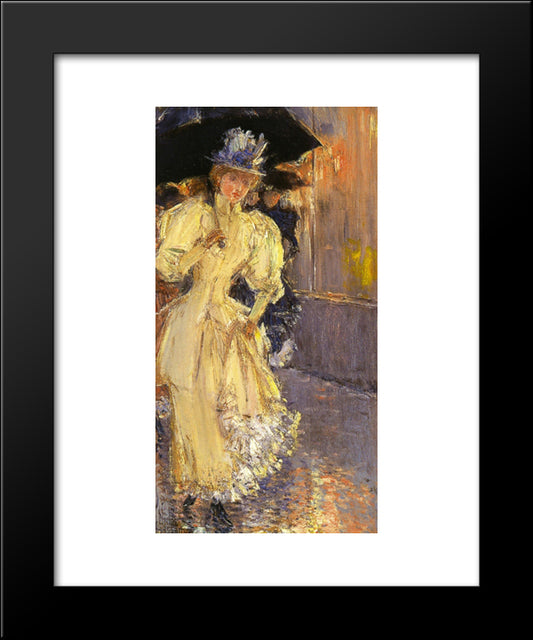 A Rainy Day, New York 20x24 Black Modern Wood Framed Art Print Poster by Hassam, Childe