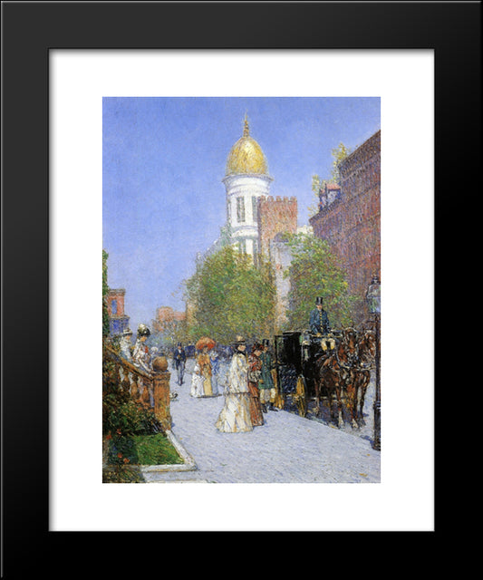 A Spring Morning 20x24 Black Modern Wood Framed Art Print Poster by Hassam, Childe