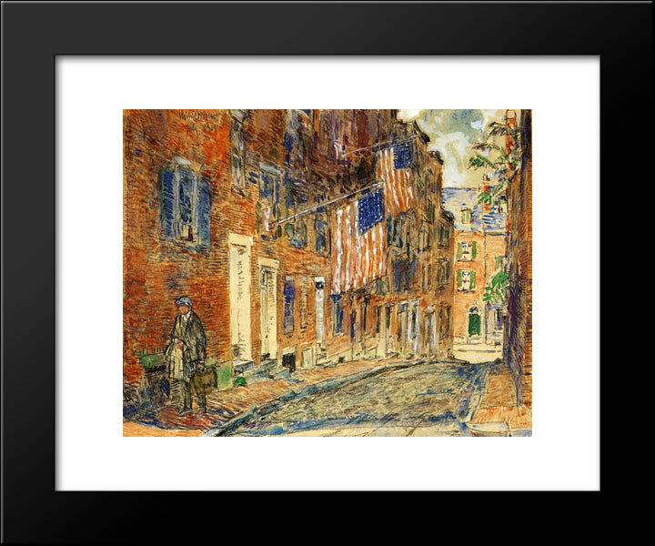 Acorn Street, Boston 20x24 Black Modern Wood Framed Art Print Poster by Hassam, Childe