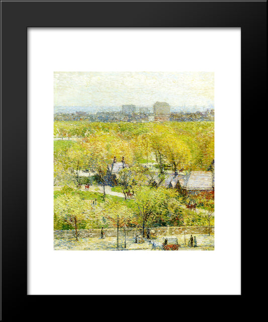 Across The Park 20x24 Black Modern Wood Framed Art Print Poster by Hassam, Childe