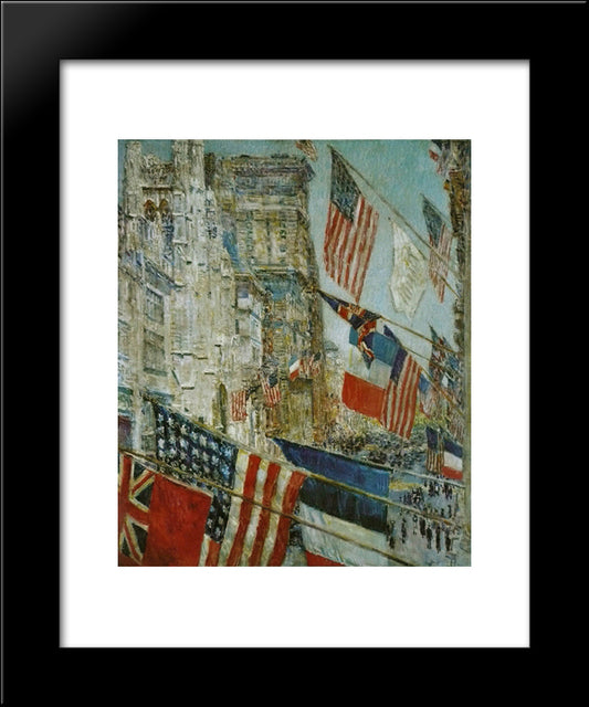 Allies Day, May 20x24 Black Modern Wood Framed Art Print Poster by Hassam, Childe