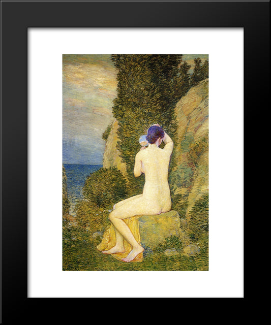 Aphrodite, Appledore 20x24 Black Modern Wood Framed Art Print Poster by Hassam, Childe