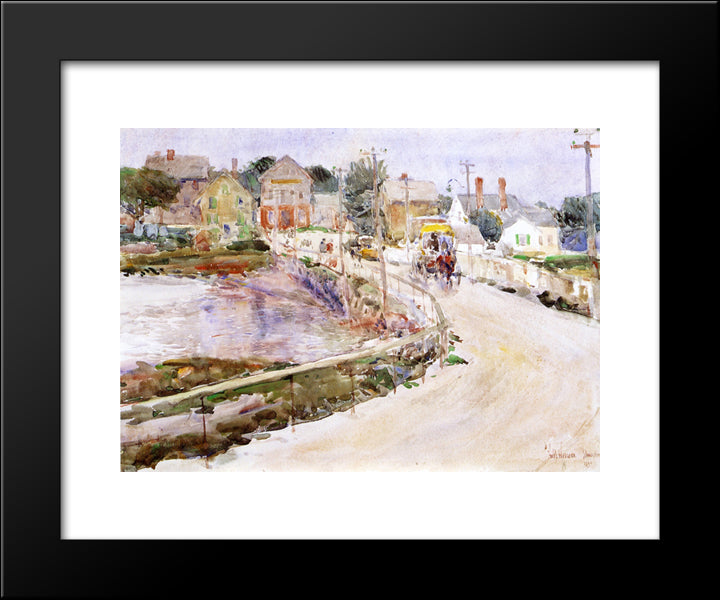 At Gloucester 20x24 Black Modern Wood Framed Art Print Poster by Hassam, Childe