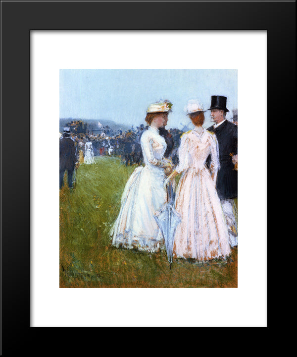 At The Grand Prix 20x24 Black Modern Wood Framed Art Print Poster by Hassam, Childe