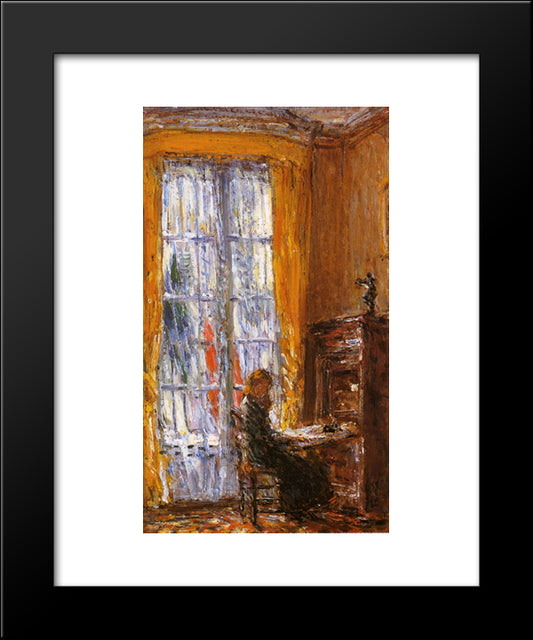 At The Writing Desk 20x24 Black Modern Wood Framed Art Print Poster by Hassam, Childe