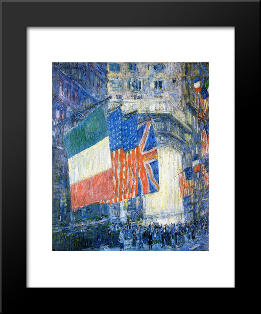 Avenue Of The Allies (Aka Flags On The Waldorf) 20x24 Black Modern Wood Framed Art Print Poster by Hassam, Childe