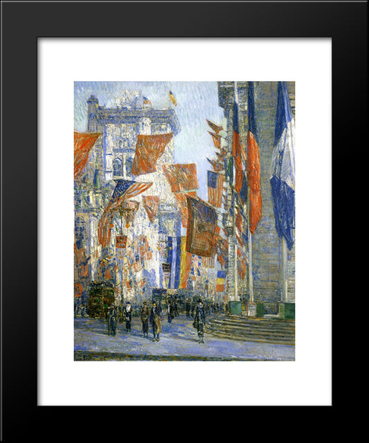 Avenue Of The Allies 02 20x24 Black Modern Wood Framed Art Print Poster by Hassam, Childe