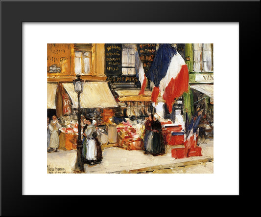 Bastille Day, Boulevard Rochechouart, Paris 20x24 Black Modern Wood Framed Art Print Poster by Hassam, Childe