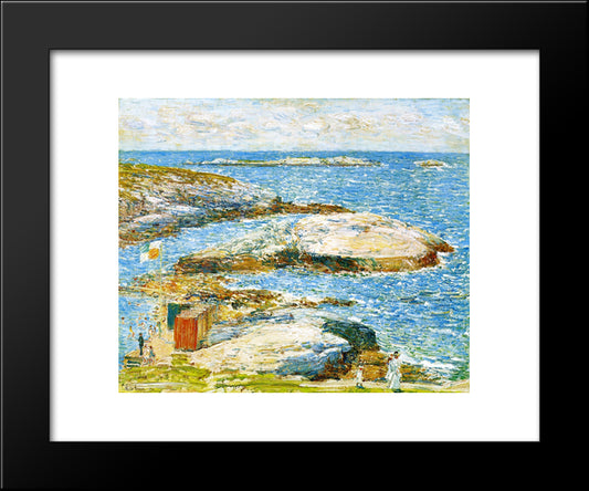 Bathing Pool, Appledore 20x24 Black Modern Wood Framed Art Print Poster by Hassam, Childe