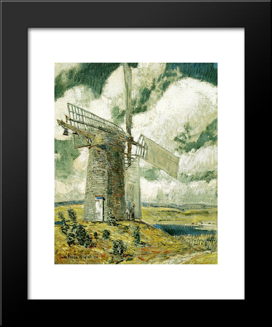 Bending Sail On The Old Mill 20x24 Black Modern Wood Framed Art Print Poster by Hassam, Childe