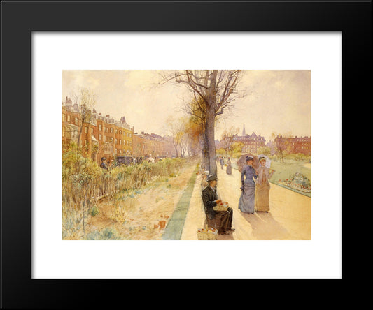 Boston Common 20x24 Black Modern Wood Framed Art Print Poster by Hassam, Childe