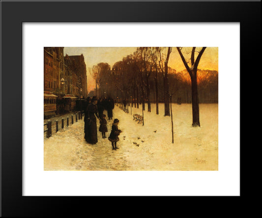 Boston Common At Twilight 20x24 Black Modern Wood Framed Art Print Poster by Hassam, Childe