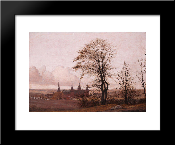 Autumn Landscape, Frederiksborg Castle In The Middle Distance 20x24 Black Modern Wood Framed Art Print Poster by Kobke, Christen