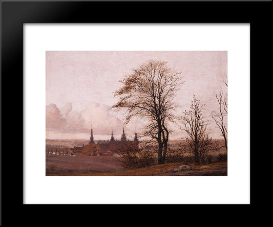 Autumn Landscape, Frederiksborg Castle In The Middle Distance 20x24 Black Modern Wood Framed Art Print Poster by Kobke, Christen