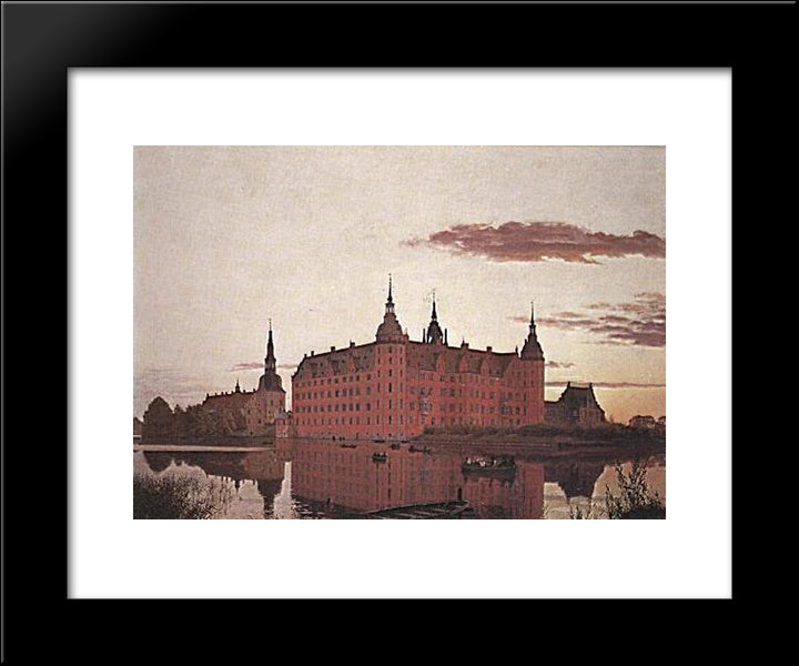Frederiksborg Palace In The Evening Light 20x24 Black Modern Wood Framed Art Print Poster by Kobke, Christen