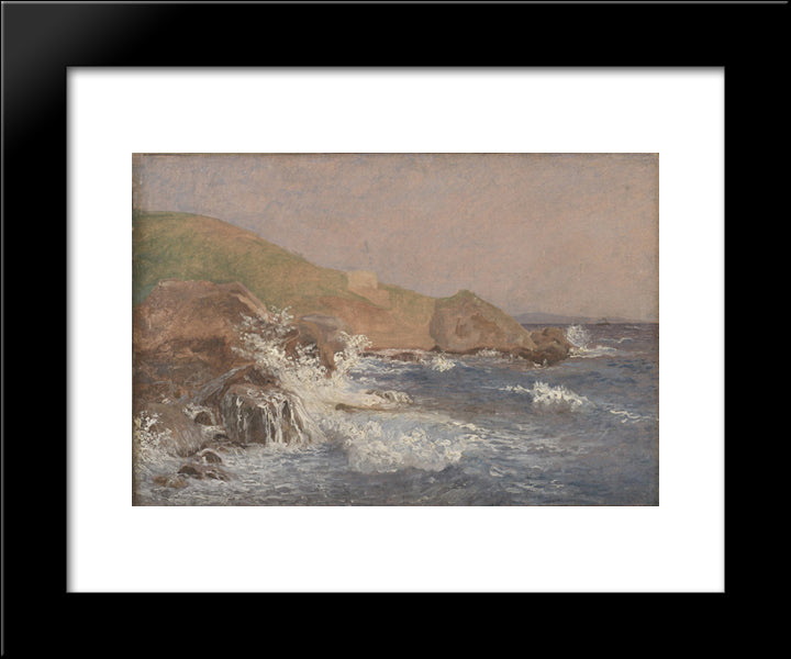 Rough Sea On A Rocky Coast 20x24 Black Modern Wood Framed Art Print Poster by Kobke, Christen