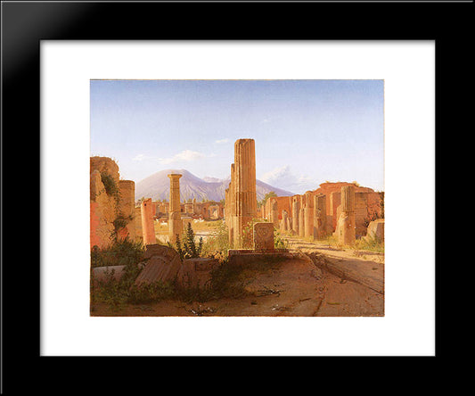 The Forum, Pompeii, With Vesuvius In The Distance 20x24 Black Modern Wood Framed Art Print Poster by Kobke, Christen