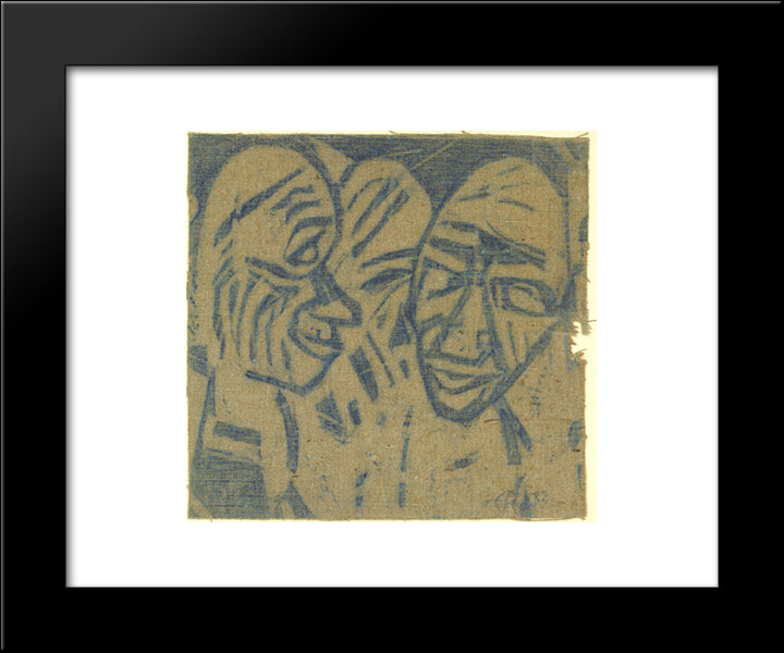 Large Heads (2 Heads I) 20x24 Black Modern Wood Framed Art Print Poster by Rohlfs, Christian