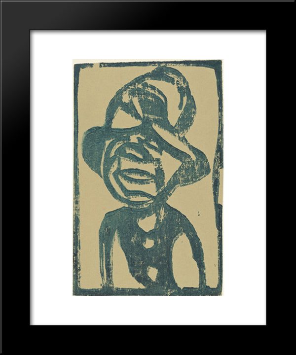 Street Urchin (Head With Hat) 20x24 Black Modern Wood Framed Art Print Poster by Rohlfs, Christian