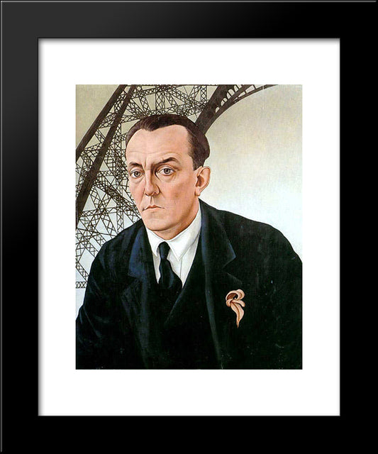 Portrait With Eiffel Tower 20x24 Black Modern Wood Framed Art Print Poster by Schad, Christian