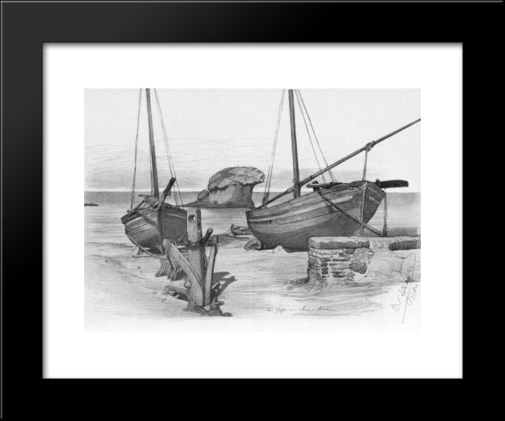 (La Bella Napoli) Harbour Of Lacco Ameno (Ischia, Italy) 20x24 Black Modern Wood Framed Art Print Poster by Allers, Christian Wilhelm