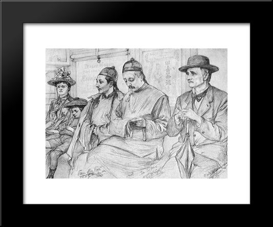 Chinese People On The Underground - Berlin 20x24 Black Modern Wood Framed Art Print Poster by Allers, Christian Wilhelm