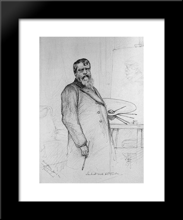 German Painter Franz Von Lenbach 20x24 Black Modern Wood Framed Art Print Poster by Allers, Christian Wilhelm