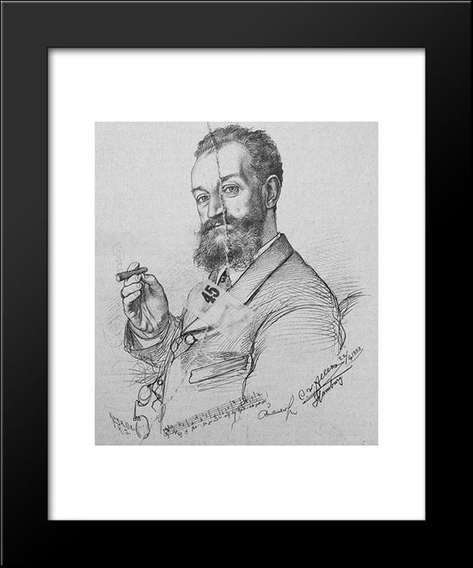 Portrait Of Karl Millocker 20x24 Black Modern Wood Framed Art Print Poster by Allers, Christian Wilhelm