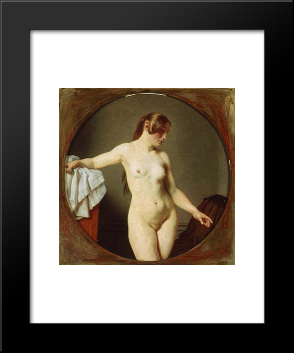 Female Model, Florentine 20x24 Black Modern Wood Framed Art Print Poster by Eckersberg, Christoffer Wilhelm