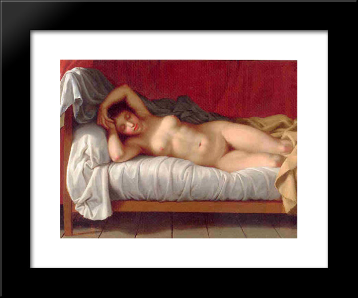 Lying Model In Bed 20x24 Black Modern Wood Framed Art Print Poster by Eckersberg, Christoffer Wilhelm