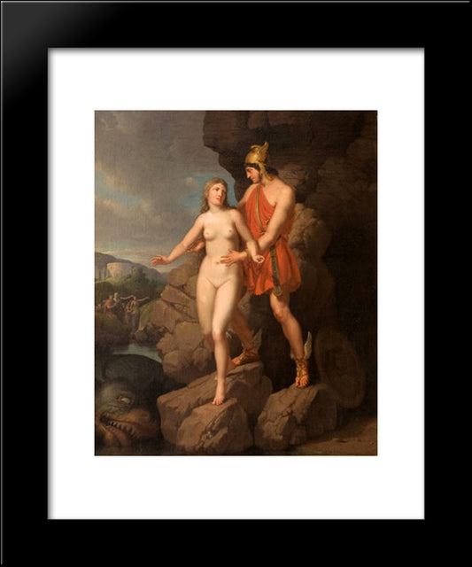 Perseus Delivering Andromeda 20x24 Black Modern Wood Framed Art Print Poster by Eckersberg, Christoffer Wilhelm