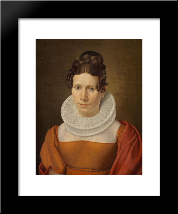 Portrait Of Faktor Fjellerups Kone 20x24 Black Modern Wood Framed Art Print Poster by Eckersberg, Christoffer Wilhelm