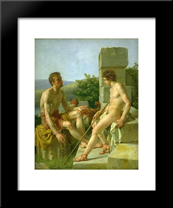 Sitting Young Man 20x24 Black Modern Wood Framed Art Print Poster by Eckersberg, Christoffer Wilhelm