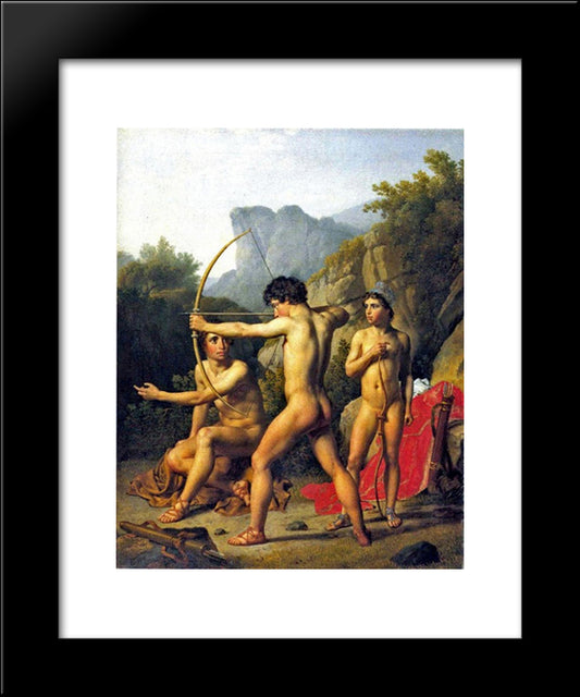 Three Spartan Boys 20x24 Black Modern Wood Framed Art Print Poster by Eckersberg, Christoffer Wilhelm