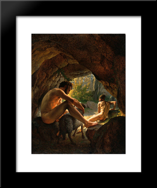 Ulysses Fleeing The Cave Of Polyphemus 20x24 Black Modern Wood Framed Art Print Poster by Eckersberg, Christoffer Wilhelm