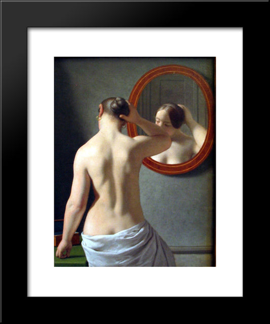 Woman Standing In Front Of A Mirror 20x24 Black Modern Wood Framed Art Print Poster by Eckersberg, Christoffer Wilhelm