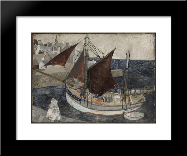 Boat In Harbour, Brittany 20x24 Black Modern Wood Framed Art Print Poster by Wood, Christopher