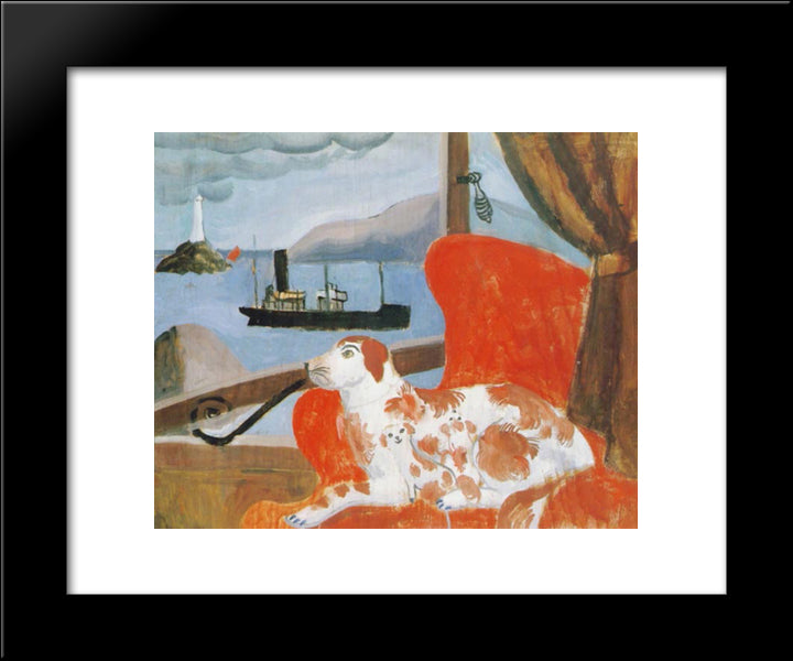 China Dog In A St. Ives Window 20x24 Black Modern Wood Framed Art Print Poster by Wood, Christopher