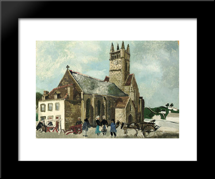 Church And Market, Brittany 20x24 Black Modern Wood Framed Art Print Poster by Wood, Christopher