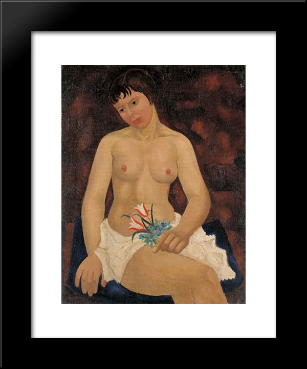 Nude With Tulips 20x24 Black Modern Wood Framed Art Print Poster by Wood, Christopher