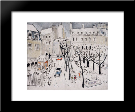 Paris Snow Scene 20x24 Black Modern Wood Framed Art Print Poster by Wood, Christopher