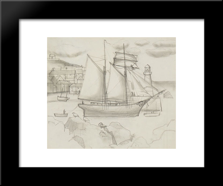 Ship In Harbour 20x24 Black Modern Wood Framed Art Print Poster by Wood, Christopher