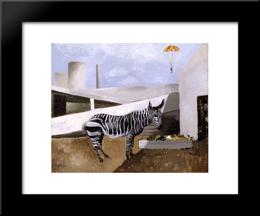 Zebra And Parachute 20x24 Black Modern Wood Framed Art Print Poster by Wood, Christopher